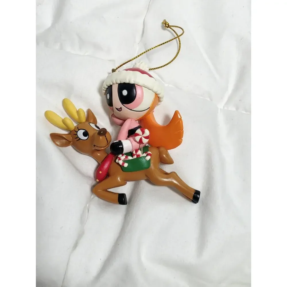 Powerpuff Girls Christmas Ornament Blossom Riding Reindeer Cartoon Network 2002